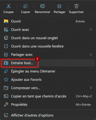 Dézipper .zip sur Windows